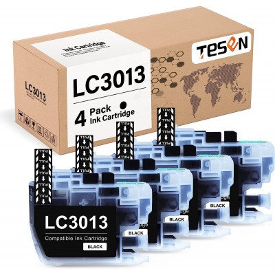 TESEN Compatible LC3013 LC3011 Ink Cartridge Replacement for Brother 3013 LC 3013 3011 (4 Pack, Black)